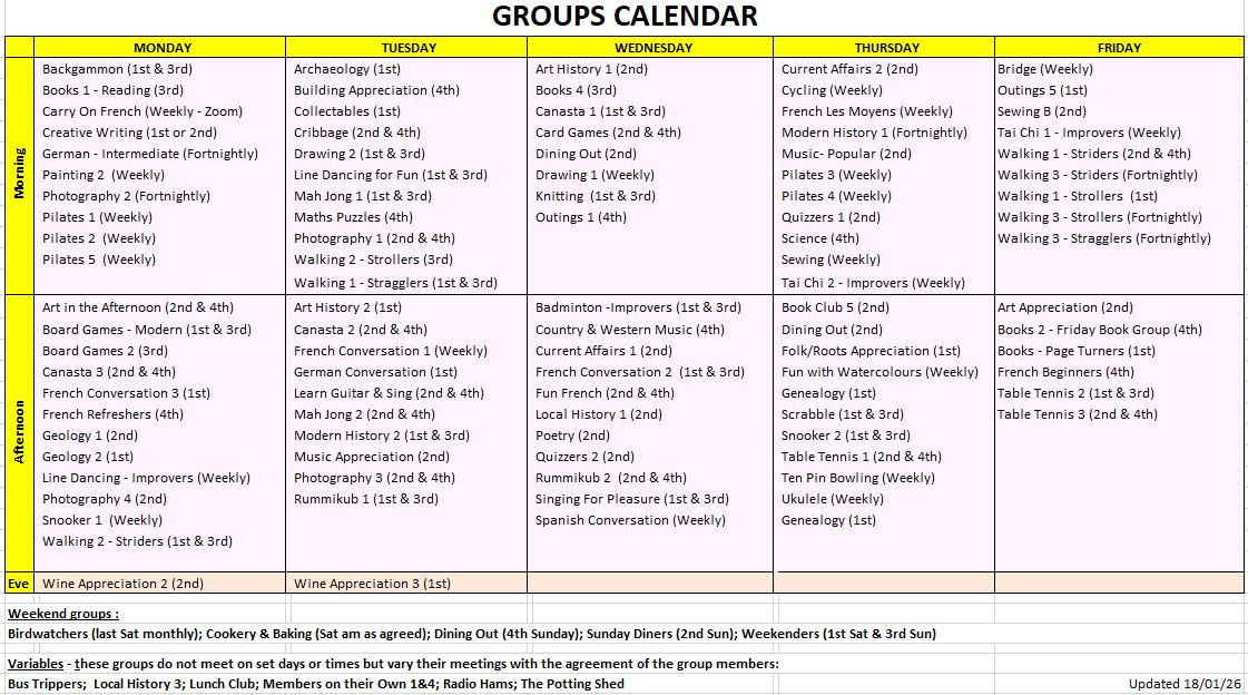 Interest Groups Calendar